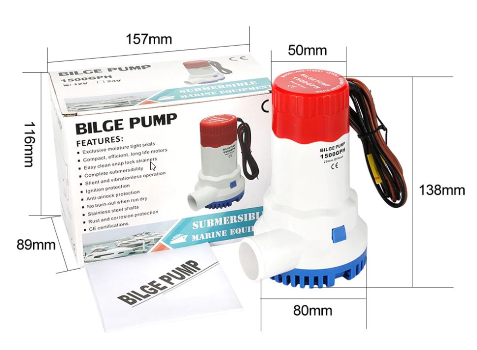 Shur Bilge Črpalka Vode 12V 70W 1500GPH