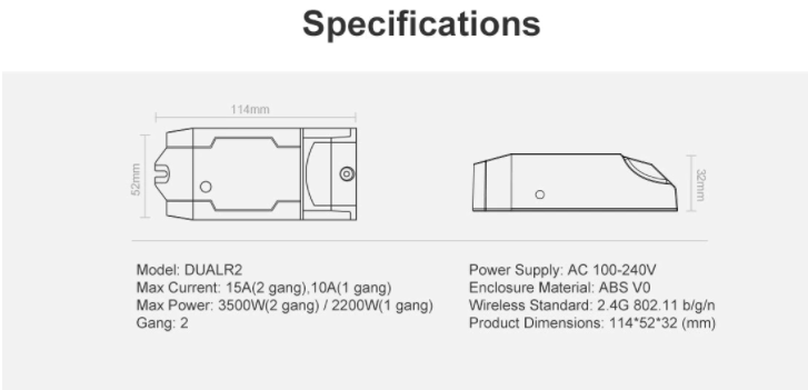 WiFi SonOff Stikalo Dual R2 3500W