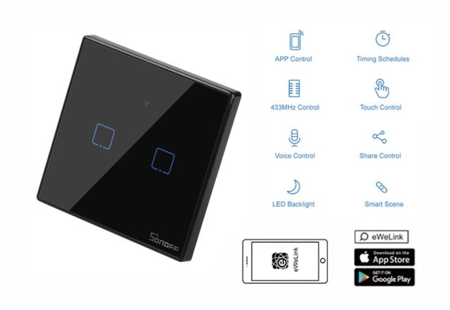 WiFi SonOff Touch stikalo T3EU-2G