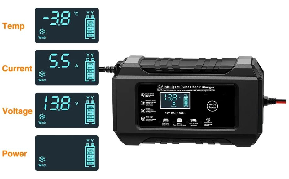 UNI Smart hitri polnilec LCD Avto AGM 6A 12V