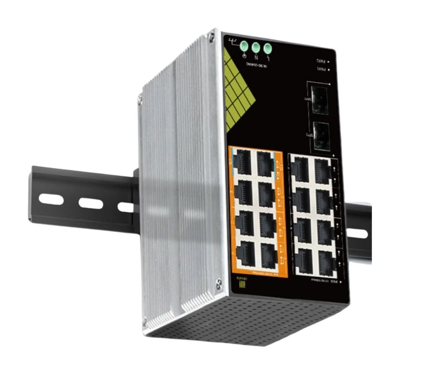 Genata Indust Stikalo PoE GNT-IG1218F8-AC 16xLAN 8P 2S DIN