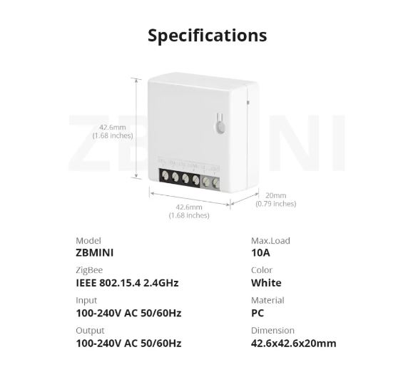 Zigbee Smart dvosmerno stikalo ZB Mini2