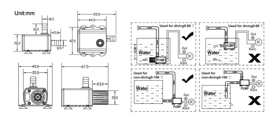 Solarna micro pumpa QR50C DC 12V 6W