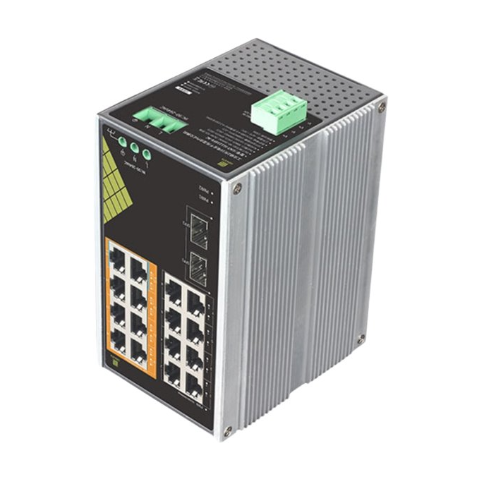 Genata Indust Stikalo PoE GNT-IG1218F8-AC 16xLAN 8P 2S DIN