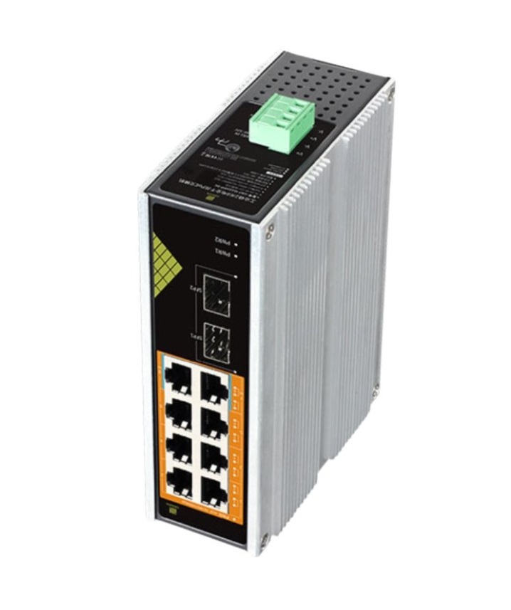 Genata Indust Stikalo PoE GNT-IG1210FP-DC 8xLAN 8P 2S DIN