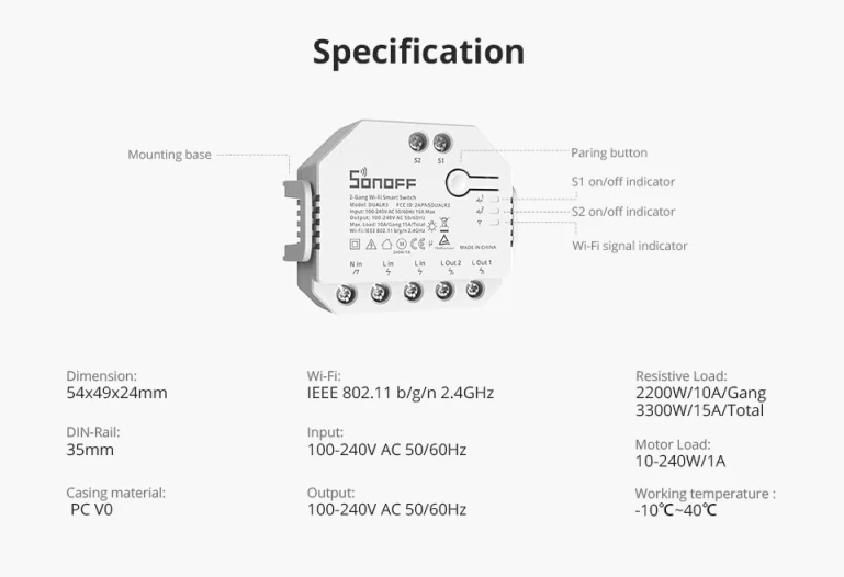 WiFi SonOff Pogonsko Dual R3