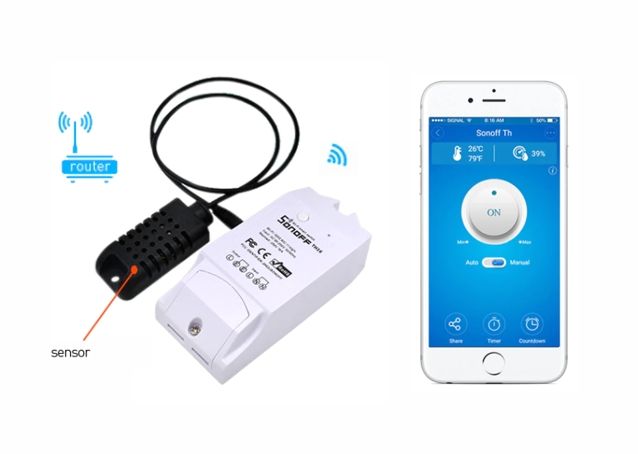WiFi SonOff termostat TH16 + Senzor