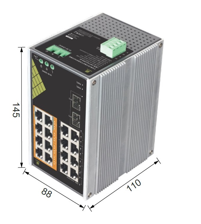Genata Indust Stikalo PoE GNT-IG1218F8-AC 16xLAN 8P 2S DIN