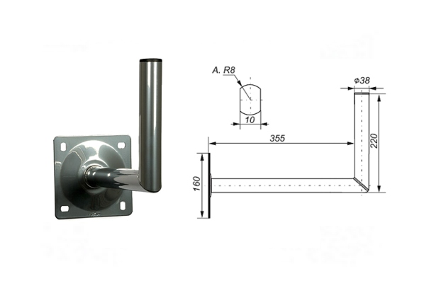 Zidni antenski R90 nosilec L40 Fe-Zn
