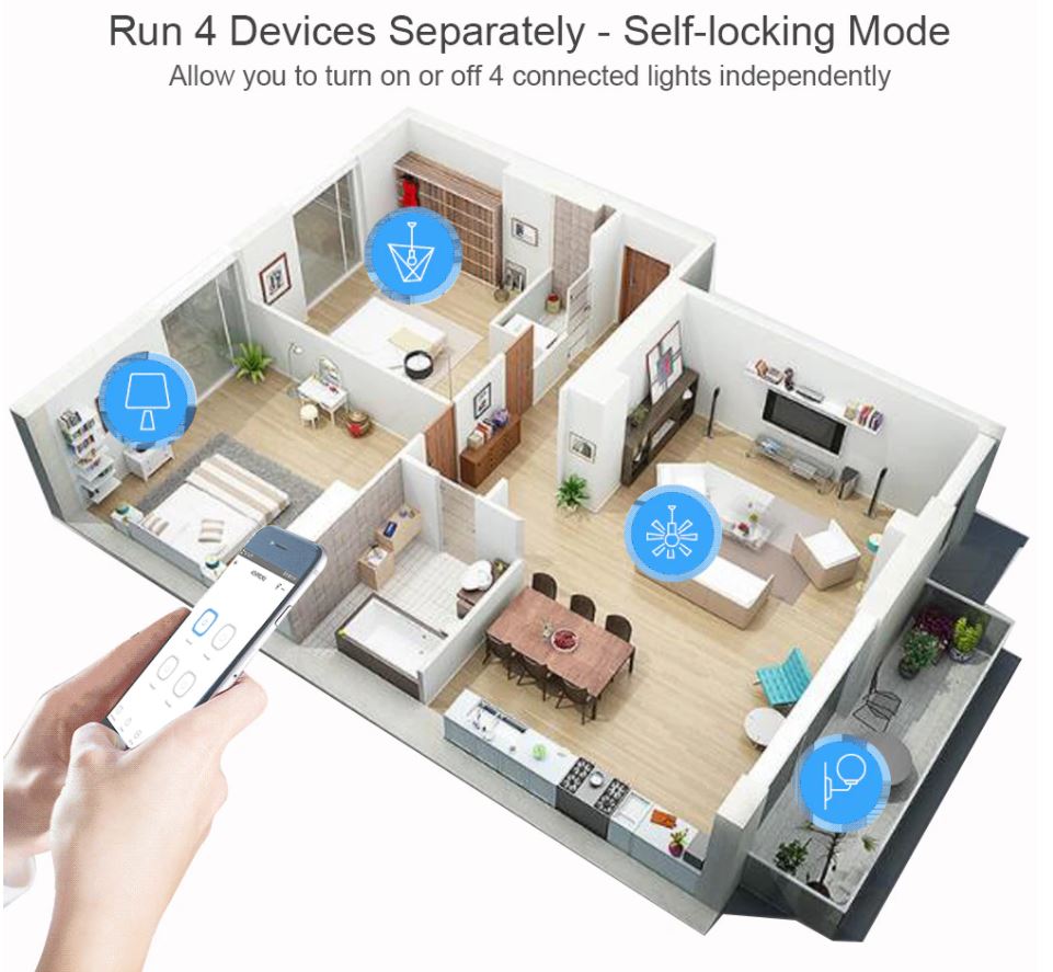 Wifi Smart DiY Stikalo AC85-250V 4CH RF433