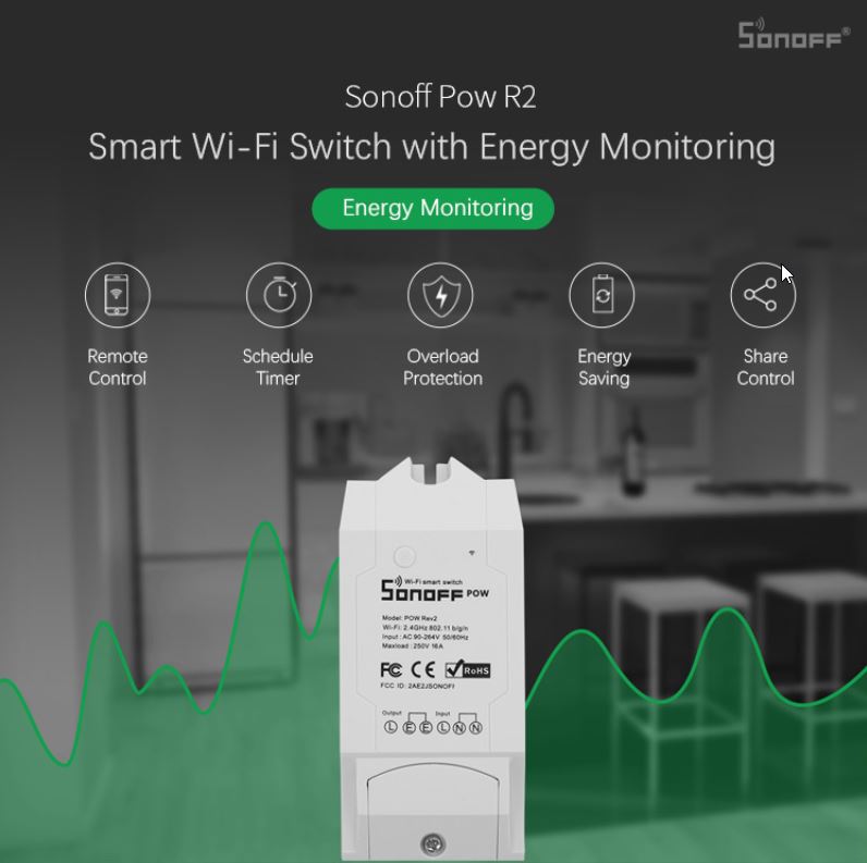 WiFi SonOff Pow R2 stikalo 3500W