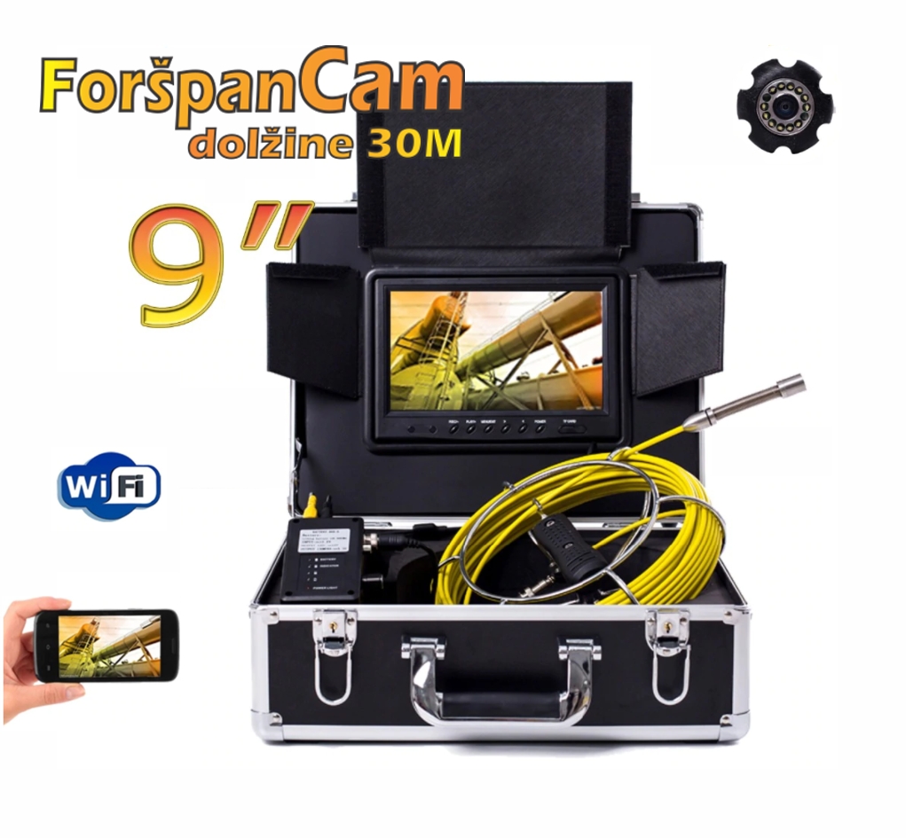 WiFi Video foršpan kamera 9" 30m HD